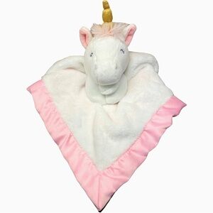 Carters Unicorn Lovey Girls Security Blanket Plush White Pink Cuddle Buddy Satin